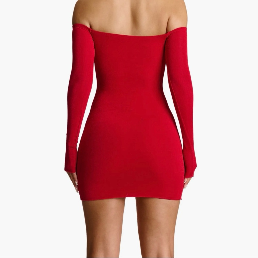 Orange naked wardrobe Long Sleeve Off Shoulder Mini dress